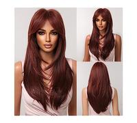 Parrucche da donna Parrucca for capelli resistente al calore for feste cosplay giornaliere Ombre da rosa viola a nero Parrucche sintetiche dritte di media lunghezza for donne con frangia Parrucca per