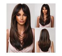 Parrucche da donna Parrucca for capelli resistente al calore for feste cosplay giornaliere Ombre da rosa viola a nero Parrucche sintetiche dritte di media lunghezza for donne con frangia Parrucca per