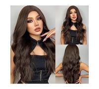 Parrucche da donna Parrucca lunga riccia resistente al calore for capelli finti da festa for donna Afro Ombre Marrone Biondo Cenere Parte centrale Parrucca sintetica Cosplay Parrucca per l'uso quotidi