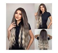 Parrucche da donna Parrucca lunga riccia resistente al calore for capelli finti da festa for donna Afro Ombre Marrone Biondo Cenere Parte centrale Parrucca sintetica Cosplay Parrucca per l'uso quotidi