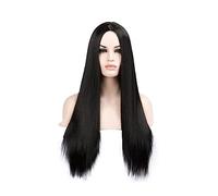 Parrucche da donna Parrucca nera lunga dritta da 30 pollici Parrucca sintetica for capelli con frangia Parrucche for capelli lunghi for donna Msholy per Partito/Parrucca quotidianay