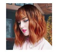 Parrucche da donna Parrucca riccia nera e grigia con frangia Capelli sintetici Parrucche bianche argentate corte for donna Ombre Parrucca per l'uso quotidiano nelle feste(Color:A3)