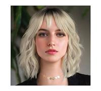 Parrucche da donna Parrucca riccia nera e grigia con frangia Capelli sintetici Parrucche bianche argentate corte for donna Ombre Parrucca per l'uso quotidiano nelle feste(Color:A4)