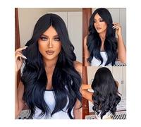 parrucche da donna Parrucche di capelli sintetici ondulati lunghi ricci Parrucca di parte centrale marrone nera naturale for donne bianche Afro Cosplay Capelli resistenti al calore quotidiano Parrucch
