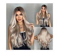 Parrucche da donna Parrucche for capelli Lolita Natural Party Parrucche sintetiche lunghe ondulate Ombre Brown Biondo platino for donne resistenti al calore Parrucca per l'uso quotidiano nelle feste(C