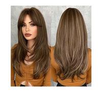 Parrucche da donna Parrucche for capelli Parrucca rosa ombre ondulata lunga da 25 pollici di alta qualità for le donne Quotidiano Parte centrale sintetica morbida nera Parrucca per l'uso quotidiano ne