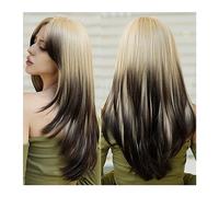 Parrucche da donna Parrucche for capelli Parrucca rosa ombre ondulata lunga da 25 pollici di alta qualità for le donne Quotidiano Parte centrale sintetica morbida nera Parrucca per l'uso quotidiano ne