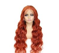 Parrucche da donna Parrucche frontali in pizzo trasparente HD 13x4 con capelli umani color zenzero, densità 200, pre pizzicate for le donne Festa quotidiana(36inches)