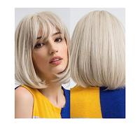 Parrucche da donna Parrucche in platino for donne bianche Parrucche corte con frangia Capelli sintetici dall'aspetto naturale per Partito/Parrucca quotidianay
