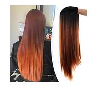 Parrucche da donna Parrucche sfumate for donna Parrucca Ombre sintetica lunga diritta Radice scura Parte centrale dall'aspetto naturale Fibra resistente al calore Parrucca quotidiana for feste cosplay