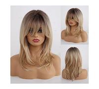 Parrucche da donna Parrucche sintetiche for donne Bionde Ombre Parrucche for capelli naturali con frangia Parrucche Cosplay a strati Parrucca resistente al calore di media lunghezza per Partito/Parruc