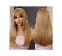 Parrucche da donna Parrucche sintetiche Ombre bionde marroni con frangia Parrucca lunga diritta for le donne Cosplay Fibra ad alta temperatura for capelli finti naturali Parrucca per l'uso quotidiano