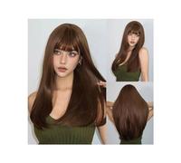 Parrucche da donna Parrucche sintetiche Ombre bionde marroni con frangia Parrucca lunga diritta for le donne Cosplay Fibra ad alta temperatura for capelli finti naturali Parrucca per l'uso quotidiano