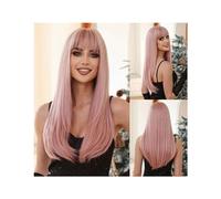 Parrucche da donna Parrucche sintetiche Ombre bionde marroni con frangia Parrucca lunga diritta for le donne Cosplay Fibra ad alta temperatura for capelli finti naturali Parrucca per l'uso quotidiano