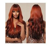 Parrucche da donna Parrucche sintetiche ondulate lunghe castane rosse ombre resistenti al calore naturale for feste cosplay giornaliere con frangia Parrucche for capelli arancioni ramate for donna Par