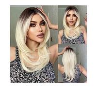 Parrucche da donna Parrucche sintetiche Parrucche lunghe dritte biondo platino Ombre con frangia for donna Parrucca for capelli a strati for feste giornaliere Cosplay Resistente al calore per Partito/