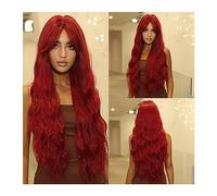 Parrucche da donna Parte centrale for le donne Afro Cosplay quotidiano Resistente al calore Parrucche sintetiche ondulate lunghe marrone scuro Parrucca di capelli ondulati naturali neri ricci Parrucca