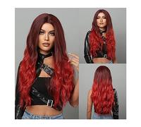 Parrucche da donna Parte centrale for le donne Afro Cosplay quotidiano Resistente al calore Parrucche sintetiche ondulate lunghe marrone scuro Parrucca di capelli ondulati naturali neri ricci Parrucca