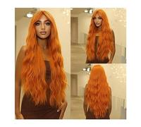 Parrucche da donna Parte centrale for le donne Afro Cosplay quotidiano Resistente al calore Parrucche sintetiche ondulate lunghe marrone scuro Parrucca di capelli ondulati naturali neri ricci Parrucca