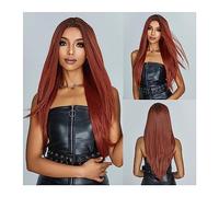 Parrucche da donna Parte centrale for le donne Afro Daily Party Cosplay Uso resistente al calore Parrucche sintetiche dritte lunghe scure Parrucca di capelli finti neri naturali Parrucca per l'uso quo