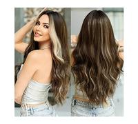 Parrucche da donna Quotidiano Party Ombre Parrucca riccia bianca argentea con frangia Parrucche Lolita naturali sintetiche Parrucca for capelli ondulati lunghi for cosplay da donna Parrucca per l'uso