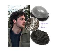 Parrucche da uomo, 0.1-0.12mm Nodi Durevoli Protesi Capillare Uomini Parrucchino 130% Densità Uomini Parrucca Parrucca Umana Sistema di Sostituzione Dei Capelli di Remy,Parrucca grigia(Dark Brown,7x1