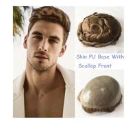 Parrucche da uomo Base di qualità premium con parrucchino da uomo frontale smerlato Sistema di sostituzione dei capelli umani Parrucche for capelli ad alta densità for uomo Parrucca(Dark Ash Blonde,7x