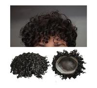 Parrucche da Uomo Chignon Toupee afro for uomo Parrucchino riccio profondo Fine Mono e NPU intorno alla base Protesi da uomo Sistemi di capelli umani naturali Parrucca da Uomo Parrucca da Cosplay(10mm