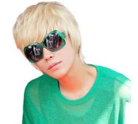 Parrucche da uomo con capelli veri Parrucche da uomo corte e lisce biondo platino, parrucca piena for cosplay, for ragazzi maschi Parrucchino da uomo