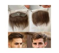 Parrucche da uomo, Parrucca da uomo in pizzo invisibile HD da 4 cm x 18 cm, con attaccatura dei capelli, parte anteriore in pizzo e parte posteriore in PU, 4# marrone for recessione