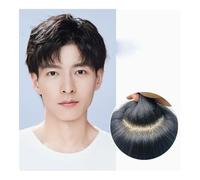 Parrucche da uomo Parrucca traspirante da uomo con capelli veri e calvi, con ago a doppia mano, completamente intrecciata a mano, con bordo biologico Parrucca(18 * 20)