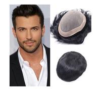 Parrucche da uomo Parrucche da uomo Pezzi di capelli Sistema di sostituzione dei capelli Toupee da uomo al 100% umano Parrucca(Off black,6x8)