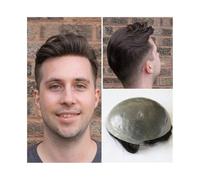 Parrucche da uomo realistiche Parrucca for capelli umani maschili PU piena 0.12mm Parrucca da uomo Parrucca for capelli umani PU piena Sostituzioni Uomo Toupee Parrucca for capelli Remy for uomo Pezzo