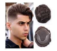 Parrucche da uomo realistiche Parrucchino da uomo 100% veri capelli umani Remy parrucca da uomo Q6 pizzo svizzero sottile PU sistema di sostituzione dei capelli fatto a mano parrucchino Pezzo di capel