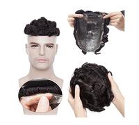 Parrucche da uomo Toupee da uomo 0.02-0.03mm Ultra Sottile Pelle PU Base Uomini Toupee 6 "× 8" Unità di sistema di capelli 90% Densità Onda Indiano Pezzi di capelli umani per gli uomini