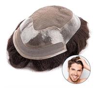 Parrucche da Uomo Toupee da uomo Parrucche corte da uomo Parrucca anteriore in pizzo resistente con mono top e PU intorno ai sistemi di sostituzione dei capelli Wave Human Hair Toupee da uomo per l'ab
