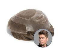 Parrucche da Uomo Toupee da uomo Top in pizzo mono con PU intorno ai capelli Toupee 8x10" Capelli Protesi maschile Sistema di sostituzione naturale dei capelli umani Toupee for uomo per l'abbigliament