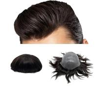 Parrucche da uomo Toupet da uomo, 20,3 x 25,4 cm, sottile pelle PU capelli umani Toupee, #2 marrone scuro da uomo, parrucca con anello a V, sistema di sostituzione dei capelli maschili (15,2 cm - #2