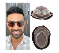 Parrucche da uomo Uomini Protesi Capillare Parrucche di Capelli Umani Del Merletto Svizzero Indiano di Remy Dei Capelli Sytsem Unità Frontale Del Merletto Parrucchino Parrucchino Parrucca(Black,6x8)