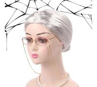 Parrucche Da Vecchia Per Donna Con Collana Occhiali Orecchini Divertenti