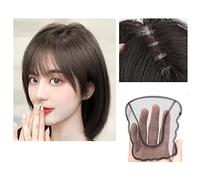 Parrucche Di Capelli Umani Bangs Wig Piece Full Real Human Hair Patch Fluffy Aumenta il volume dei capelli Fluffy Cover Capelli grigi Capelli Intrecciati Per Capelli Umani(09-(13-12)25CM-black)