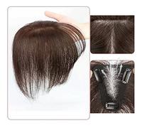 Parrucche Di Capelli Umani Bangs Wig Piece Full Real Human Hair Patch Fluffy Aumenta il volume dei capelli Fluffy Cover Capelli grigi Capelli Intrecciati Per Capelli Umani(20-(7-9)22CM-brown)