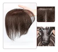 Parrucche Di Capelli Umani Bangs Wig Piece Full Real Human Hair Patch Fluffy Aumenta il volume dei capelli Fluffy Cover Capelli grigi Capelli Intrecciati Per Capelli Umani(14-(8-10)25CM-brown)
