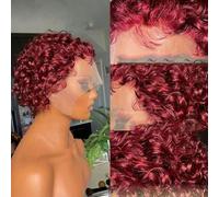 Parrucche di capelli umani con taglio corto per donne Parrucche ricce di colore nero Parrucche ricce di capelli umani senza colla Biondo Ondulato-6 pollici-180%-99J
