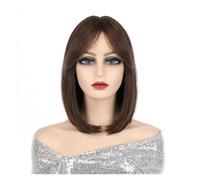 Parrucche Di Capelli Umani Copricapo for parrucca, parrucca universale for donna, copricapo completo con frangia naturale alla moda Parrucca Decorativa Cosplay(D)