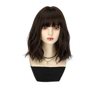 Parrucche Di Capelli Umani Parrucca da donna capelli corti ricci soffici moda naturale traspirante parrucca capelli artificiali copertura completa della testa Parrucca Decorativa Cosplay(A)