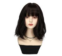 Parrucche Di Capelli Umani Parrucca da donna capelli corti ricci soffici moda naturale traspirante parrucca capelli artificiali copertura completa della testa Parrucca Decorativa Cosplay(B)