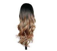Parrucche Di Capelli Umani Parrucche di ricambio for capelli parrucca gradiente nero oro grande ondata naturale media sezione parrucca riccia femmina copricapo pieno perfetto for le feste quotidiane C