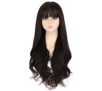 Parrucche Di Capelli Umani Parrucche Parrucca piena da donna con frangia Parrucca riccia lunga ondulata grande Parrucca sintetica ad alta temperatura con capelli artificiali alla moda Capelli Intrecci