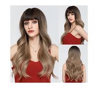 Parrucche Di Capelli Umani Parrucche sintetiche 24 pollici Brown Cosplay Parrucca 150% Densità Natural Wave Acqua lunga con Bangs morbido parrucca in fibra di temperatura ad alta temperatura for le do